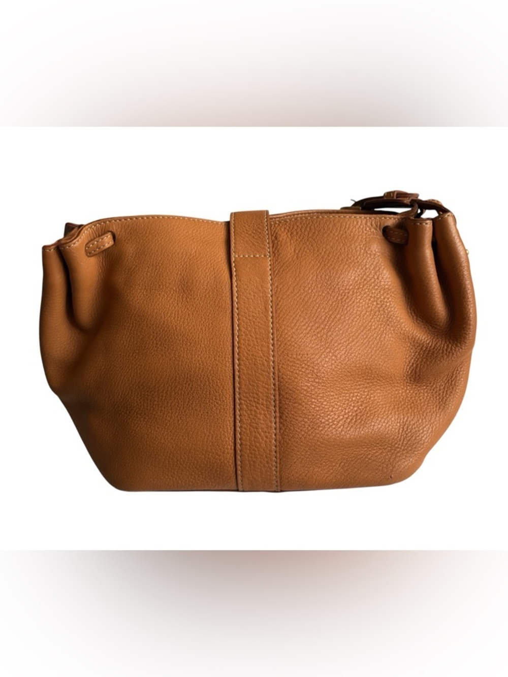 Vintage Dooney & Bourke tan/camel pebble leather shoulder bag golden hardware - Picture 5 of 9